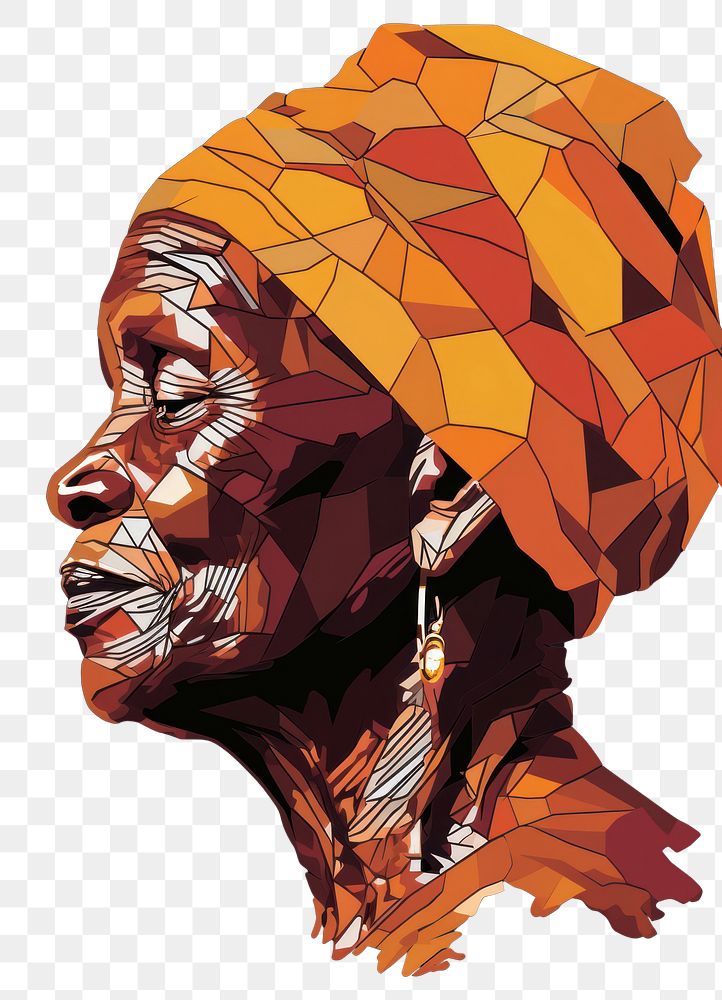 PNG  Old african woman head portrait drawing sketch. AI generated Image by rawpixel.
