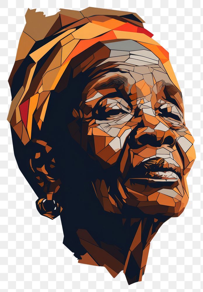 PNG  Old african woman head portrait art photography. AI generated Image by rawpixel.