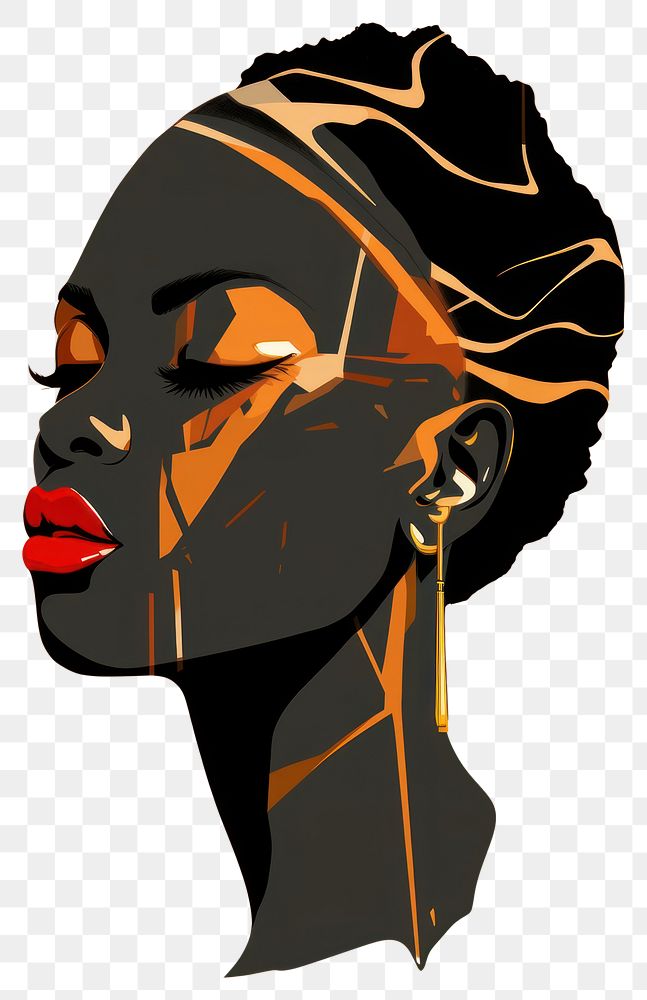 PNG  African girl head portrait earring creativity. AI generated Image by rawpixel.