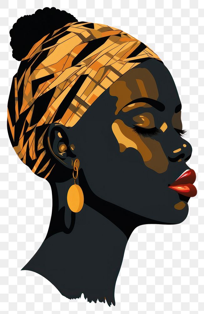 PNG  African girl head portrait earring jewelry. AI generated Image by rawpixel.