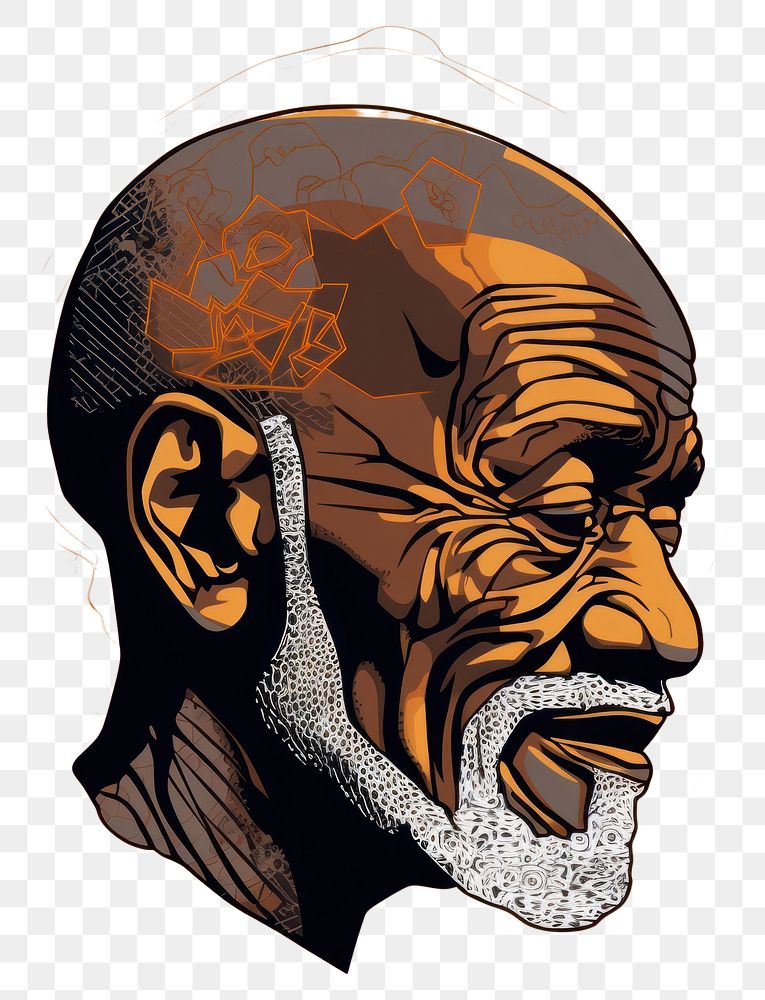 PNG  African grandpa head portrait photography cartoon. AI generated Image by rawpixel.