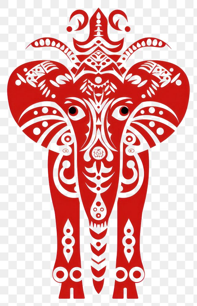 PNG  African tribal style elephant mammal representation creativity. AI generated Image by rawpixel.