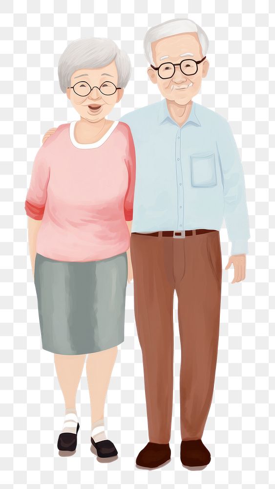 PNG Couple old adult white background togetherness. AI generated Image by rawpixel.