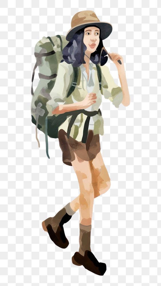 PNG Woman hiker backpack adult bag. AI generated Image by rawpixel.