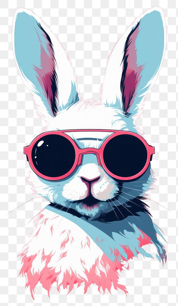 PNG  Baby rabbit wear glassesn sunglasses mammal animal. AI generated Image by rawpixel.