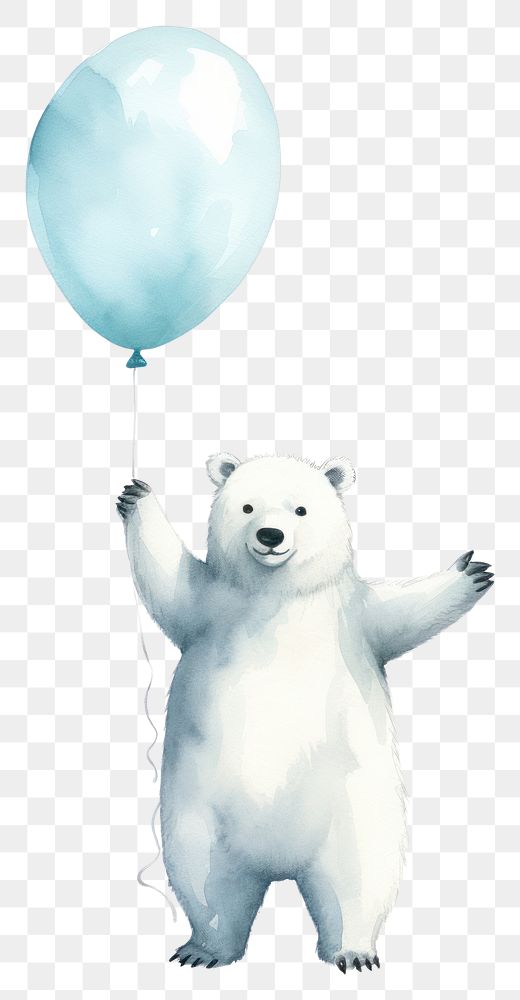 PNG Happy polar bear celebrating balloon mammal representation. AI generated Image by rawpixel.