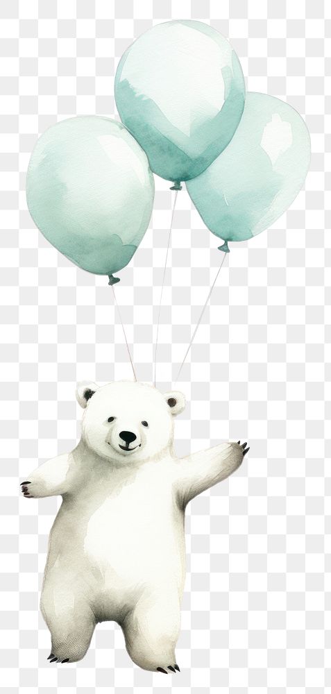 PNG Happy polar bear celebrating balloon mammal animal. AI generated Image by rawpixel.