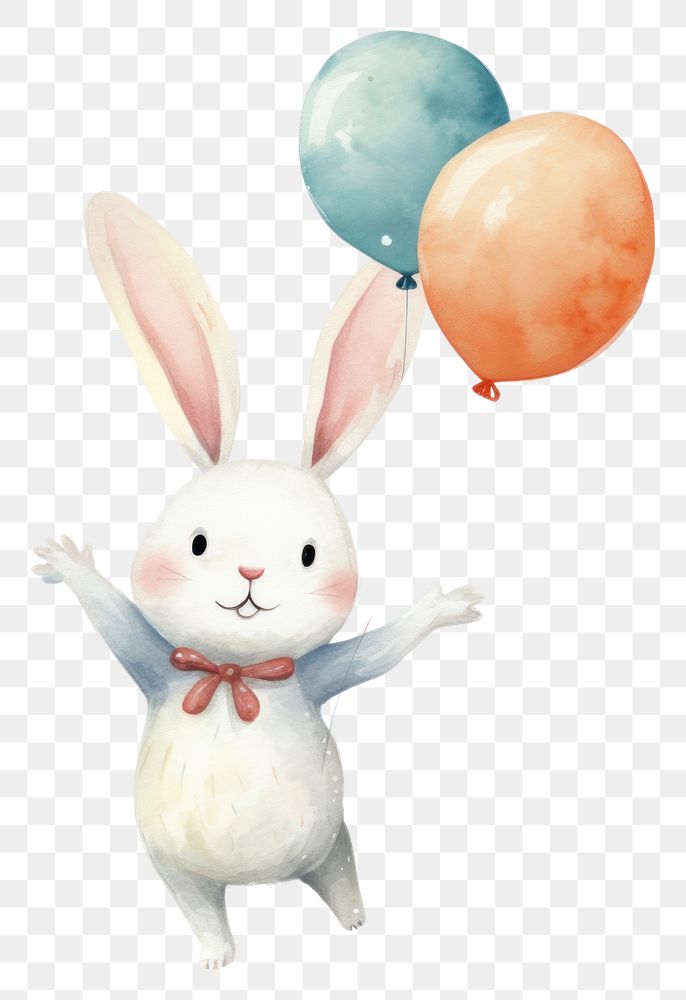 PNG Happy rabbit celebrating animal balloon mammal. AI generated Image by rawpixel.