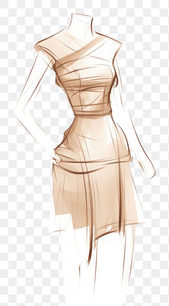 PNG Dress on a mannequin drawing sketch adult. AI generated Image by rawpixel.