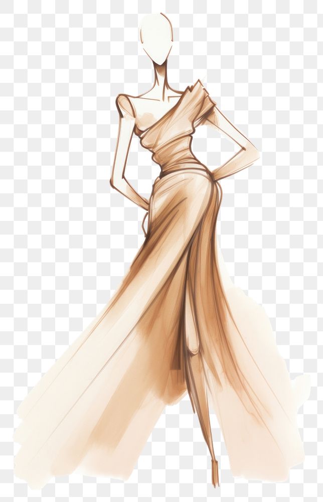 PNG Dress on a mannequin drawing sketch fashion AI generated Image by rawpixel