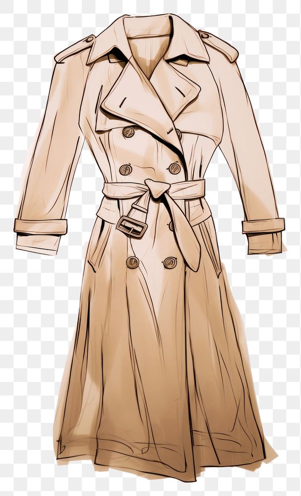 PNG Trench coat on mannequin overcoat drawing sketch. AI generated Image by rawpixel.