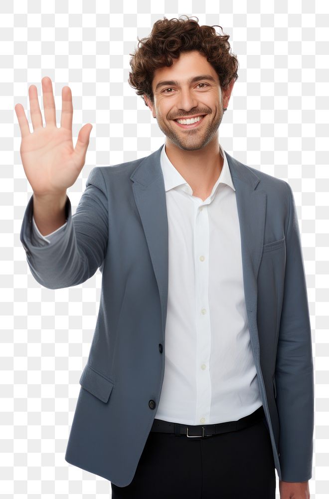 PNG  Man with welcoming gesture smile white background celebration. AI generated Image by rawpixel.