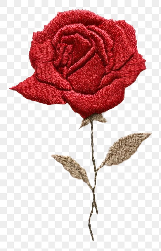 PNG Red rose petal embroidery flower plant. AI generated Image by rawpixel.