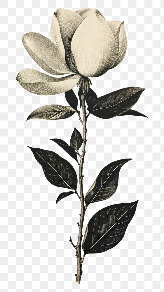 PNG Vintage magnolia drawing flower sketch AI generated Image by rawpixel