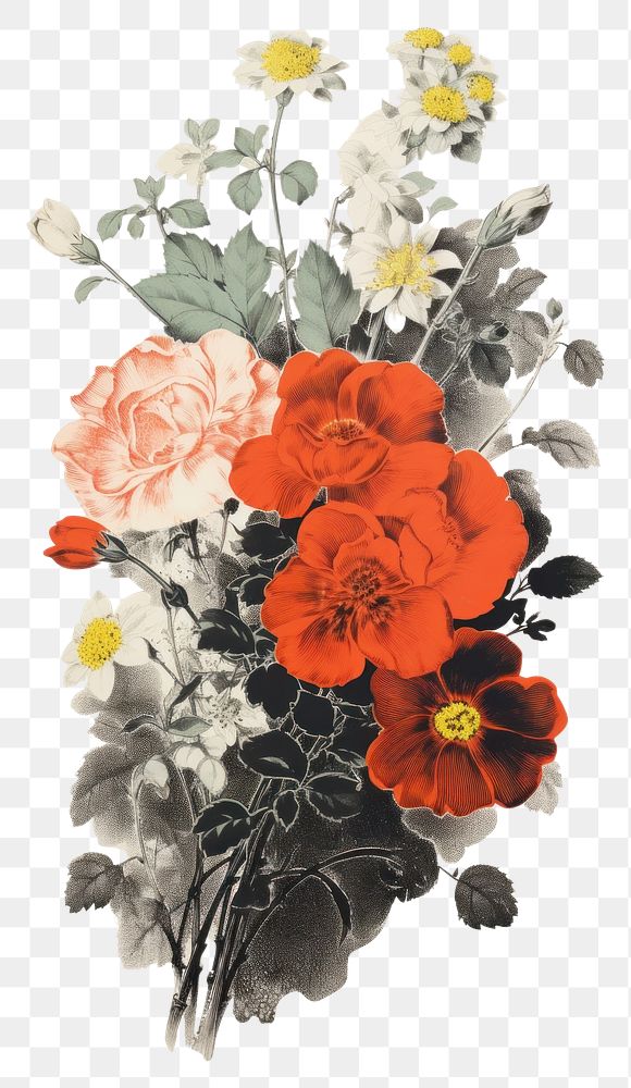 PNG Pattern flower painting graphics. AI generated Image by rawpixel.