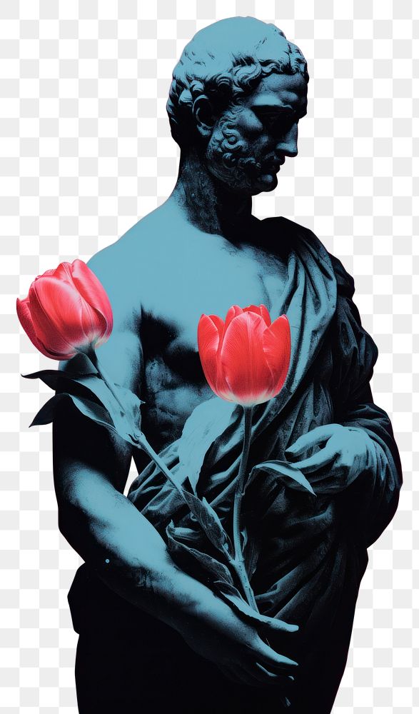 PNG Romantic tulips flower statue plant. AI generated Image by rawpixel.