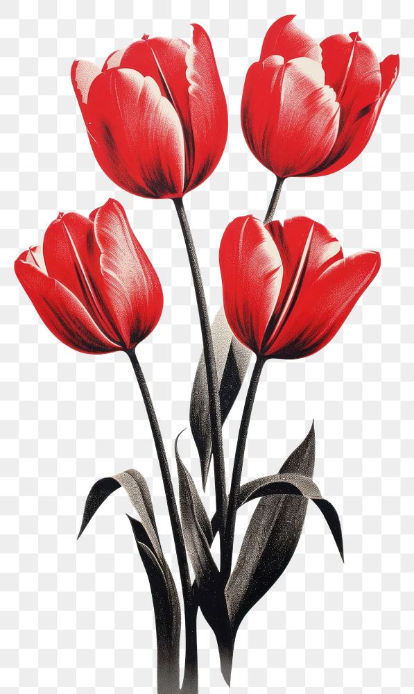 PNG Romantic tulips flower plant art. AI generated Image by rawpixel.