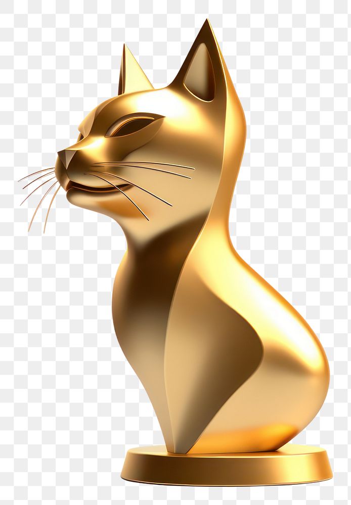PNG  Head cat icon Trophy Golden mammal. AI generated Image by rawpixel.