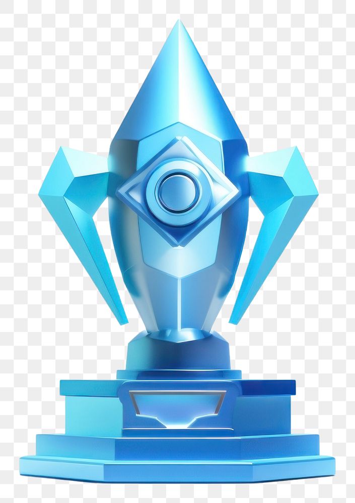 PNG  Sparkling blue diamond rocket icon Trophy trophy. AI generated Image by rawpixel.