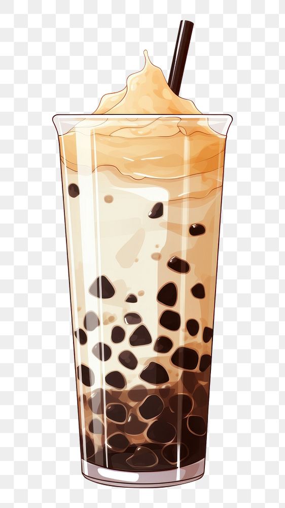 PNG Boba tea drink milk white background refreshment. AI generated Image by rawpixel.