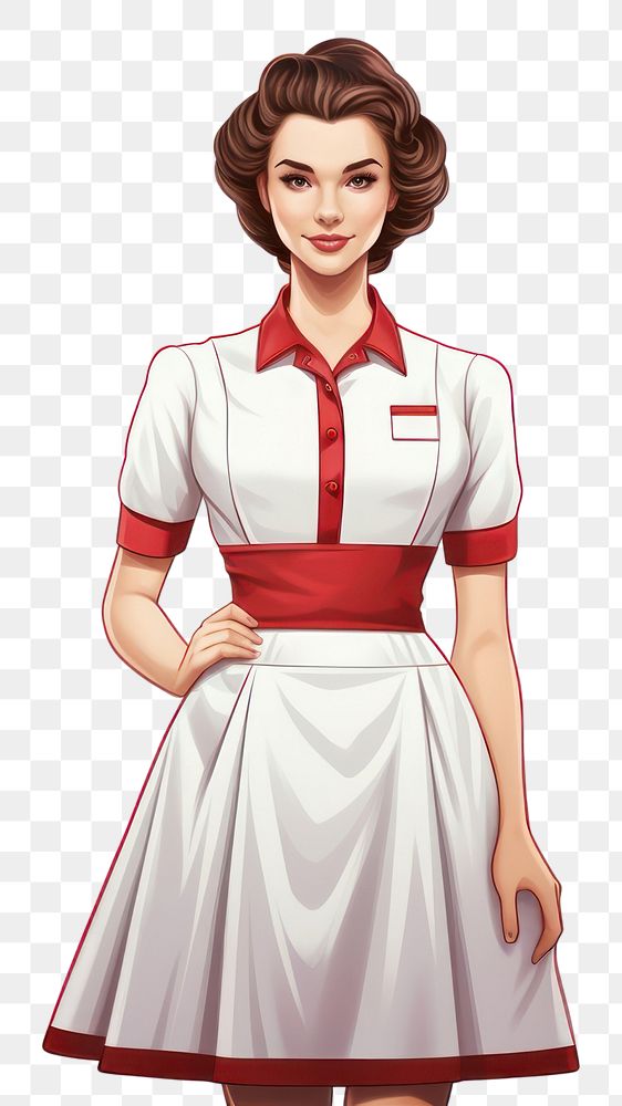 PNG Nurse costume dress white background hairstyle. AI generated Image by rawpixel.