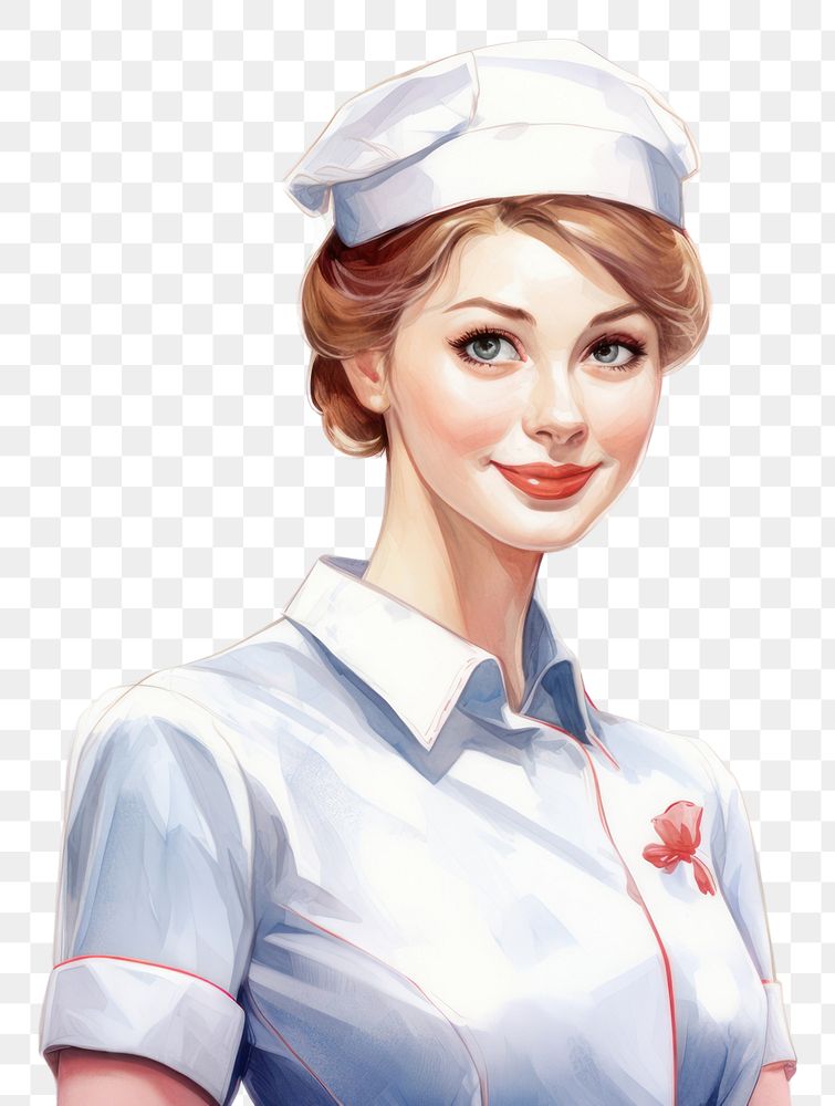 PNG Nurse portrait adult white background. AI generated Image by rawpixel.