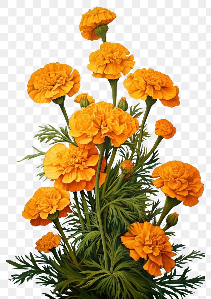 PNG Marigold flowers marigold painting | Premium PNG - rawpixel