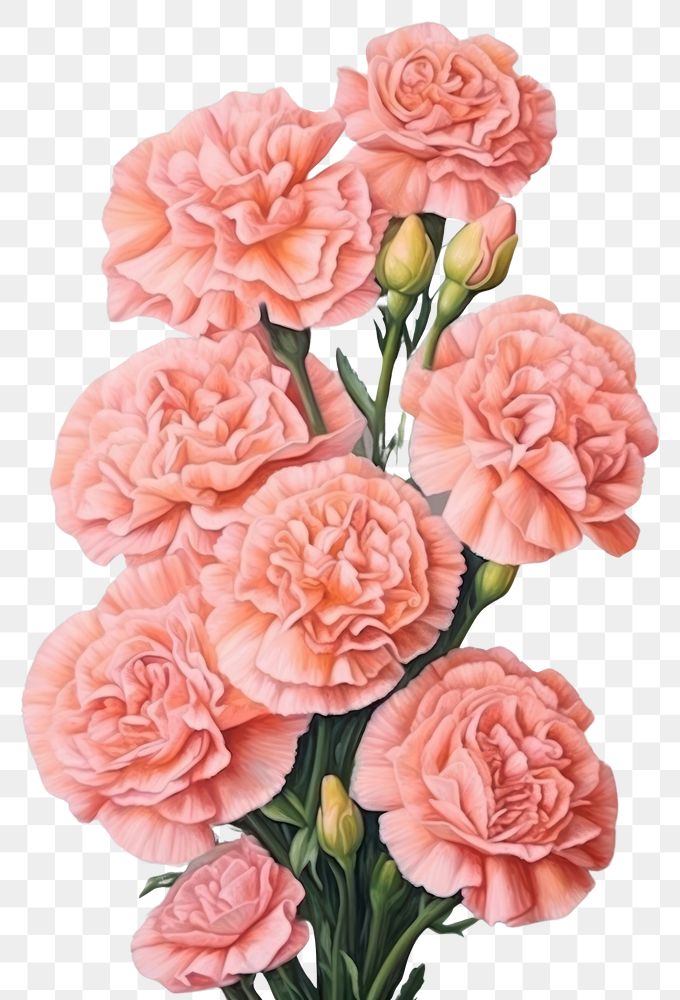 PNG Pink carnations flower painting plant