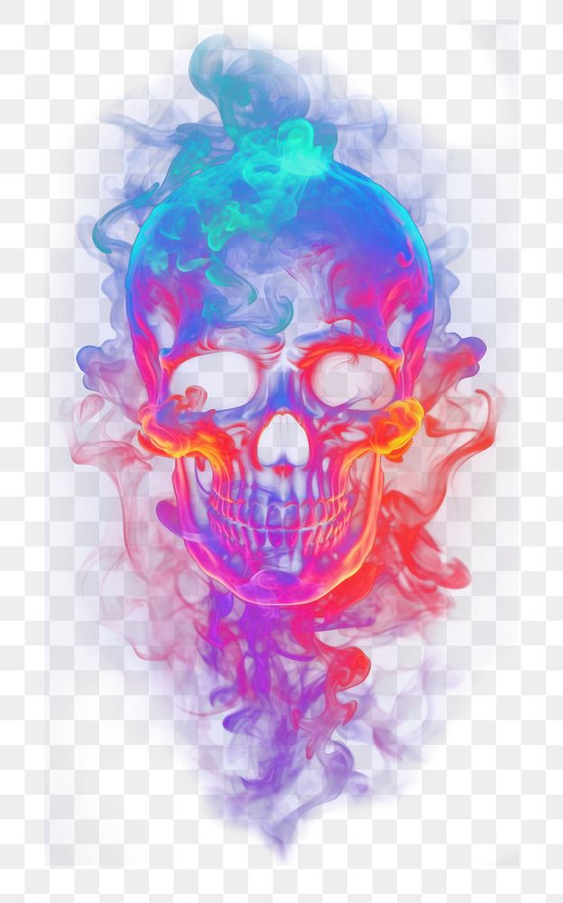 PNG Neon smoke in the outline of a skull purple illuminated creativity. AI generated Image by rawpixel.