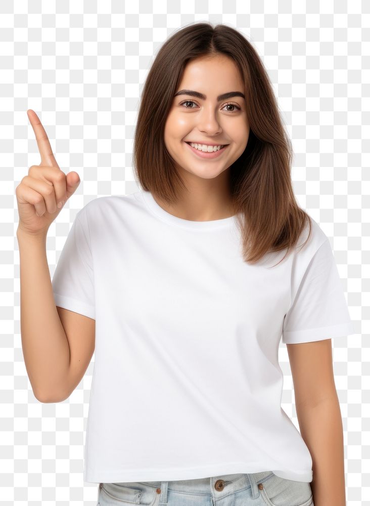 PNG A confident woman t-shirt finger pointing. AI generated Image by rawpixel.