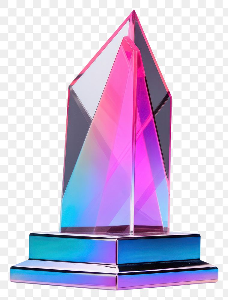 PNG  Trophy mockup Holographic Textures origami. AI generated Image by rawpixel.