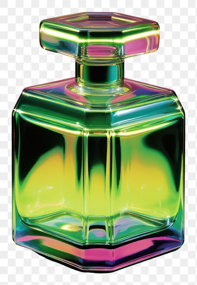 PNG Glass bottle of perfume rectangle shape green cosmetics purple. AI generated Image by rawpixel.