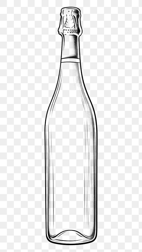 PNG  Champagne bottle sketch glass drink. AI generated Image by rawpixel.
