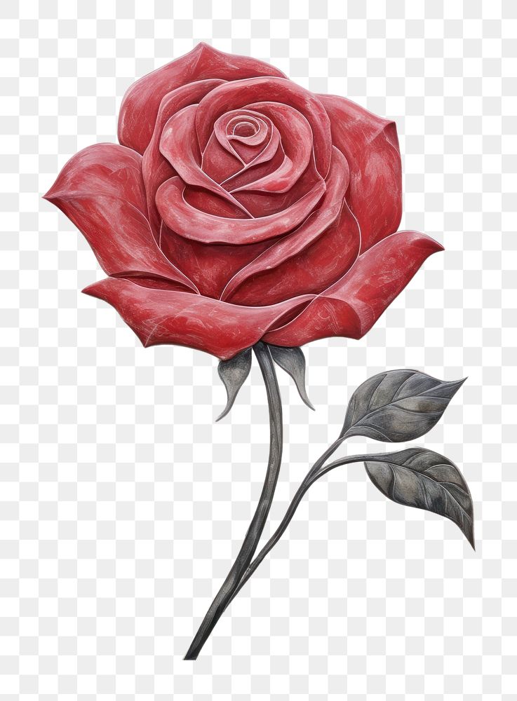 PNG Red rose painting flower plant. AI generated Image by rawpixel.