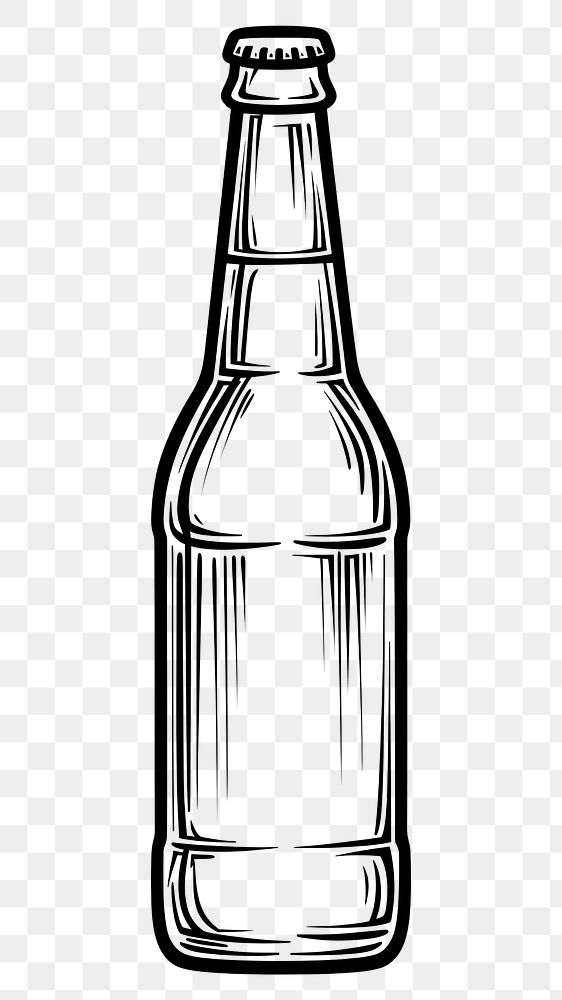 PNG  Beer bottle sketch glass drink. AI generated Image by rawpixel.