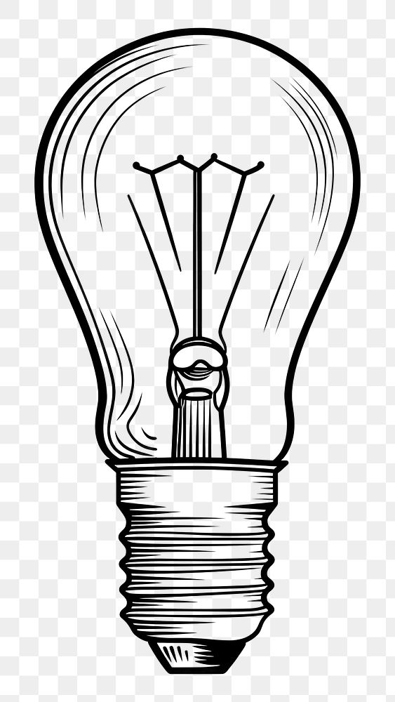 PNG  Lamp lightbulb sketch line. AI generated Image by rawpixel.