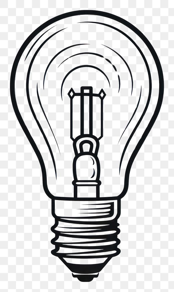 PNG  Lamp lightbulb sketch line. AI generated Image by rawpixel.