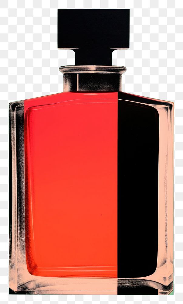 PNG Silkscreen of a perfume bottle red cosmetics glass. AI generated Image by rawpixel.