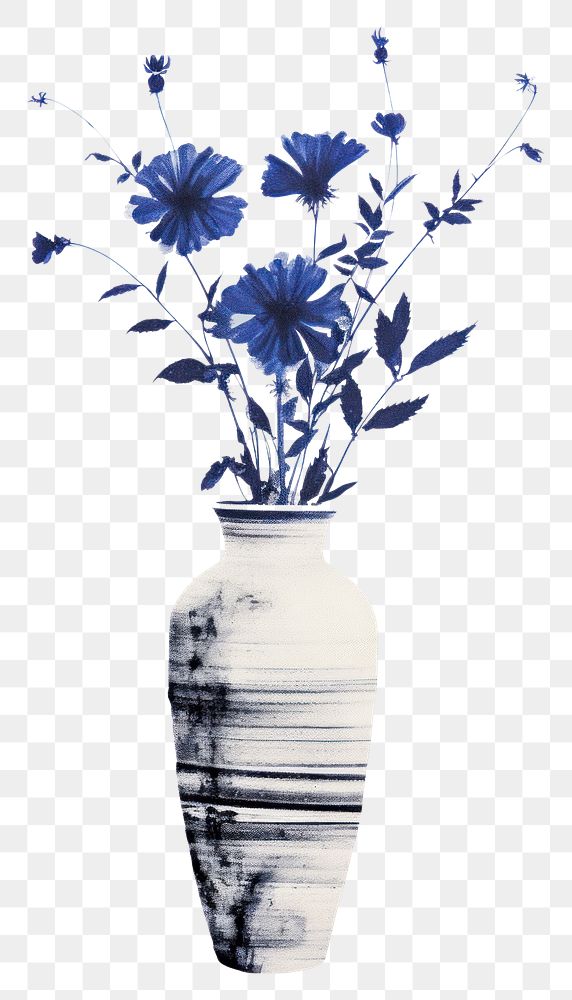 PNG Dried flower vase porcelain purple plant. AI generated Image by rawpixel.