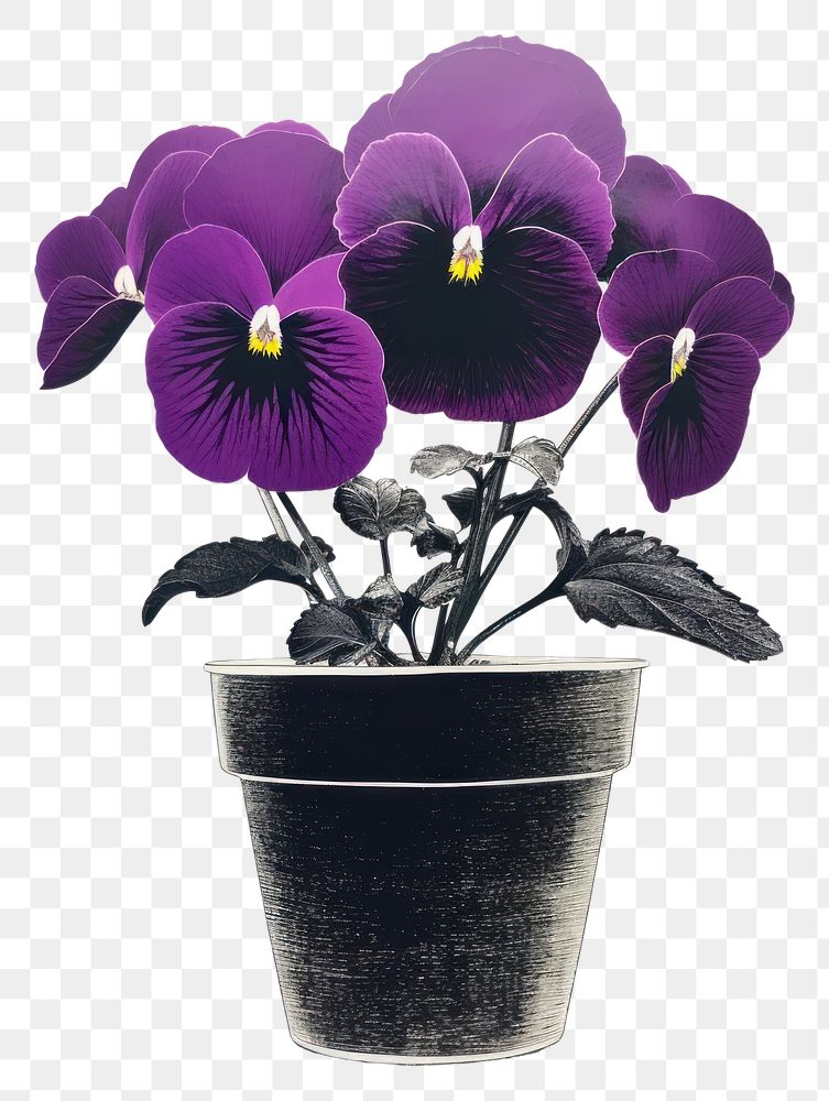 PNG Pansy in pot flower purple plant. AI generated Image by rawpixel.