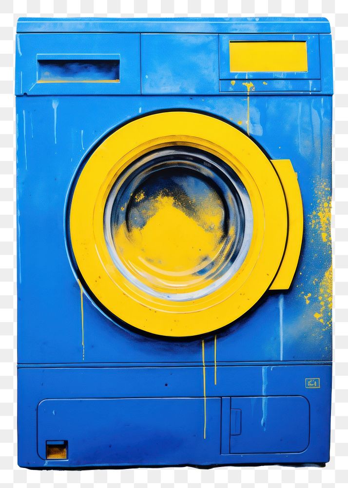 PNG Washing machine appliance yellow dryer. AI generated Image by rawpixel.