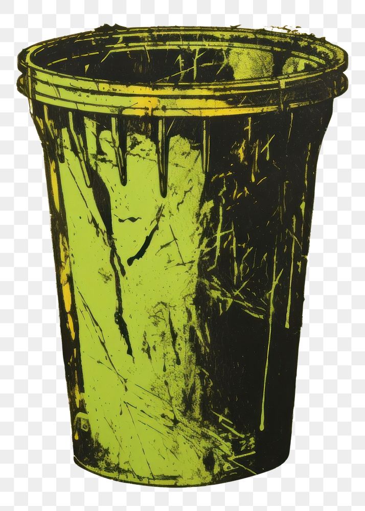 PNG Trash can bucket yellow green. AI generated Image by rawpixel.