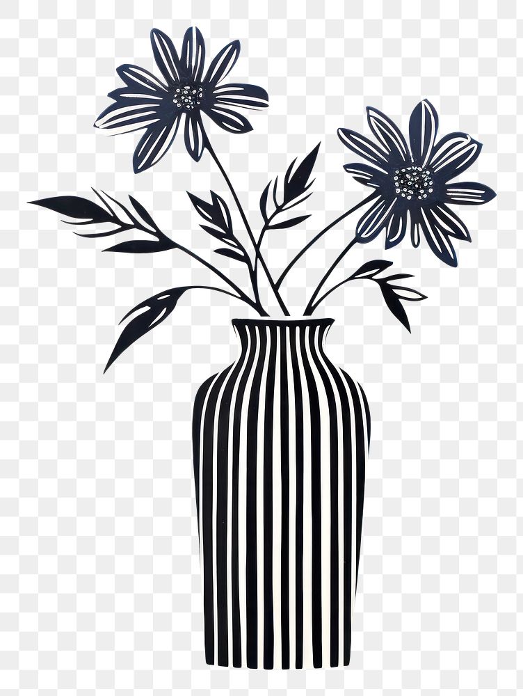 PNG Simple daisy in vase pattern flower plant. AI generated Image by rawpixel.