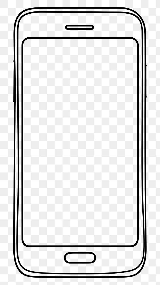 PNG  Phone sketch line white background. AI generated Image by rawpixel.