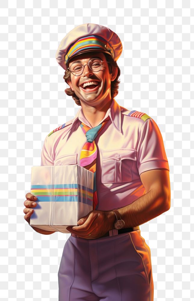 PNG A smiling postman holding an important letter in his hands smile adult celebration. AI generated Image by rawpixel.