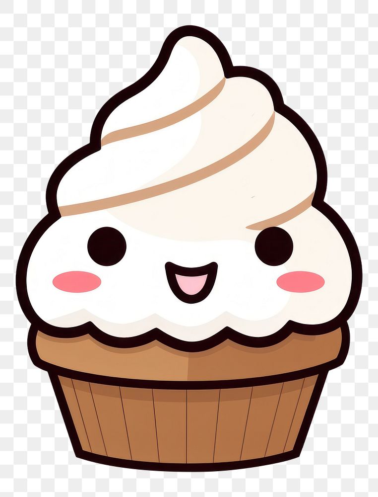 PNG 1 kawaii chocolate ice cream cone simple lines vector dessert cupcake food. AI generated Image by rawpixel.