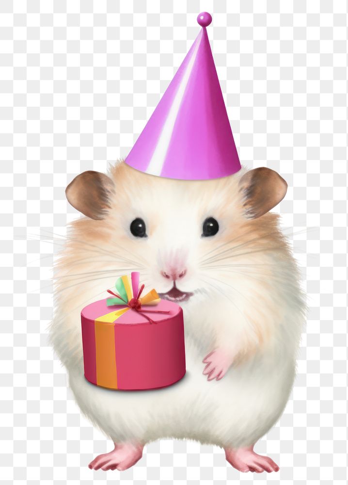 PNG  Hamster Holding Gift box hamster rat mammal. AI generated Image by rawpixel.
