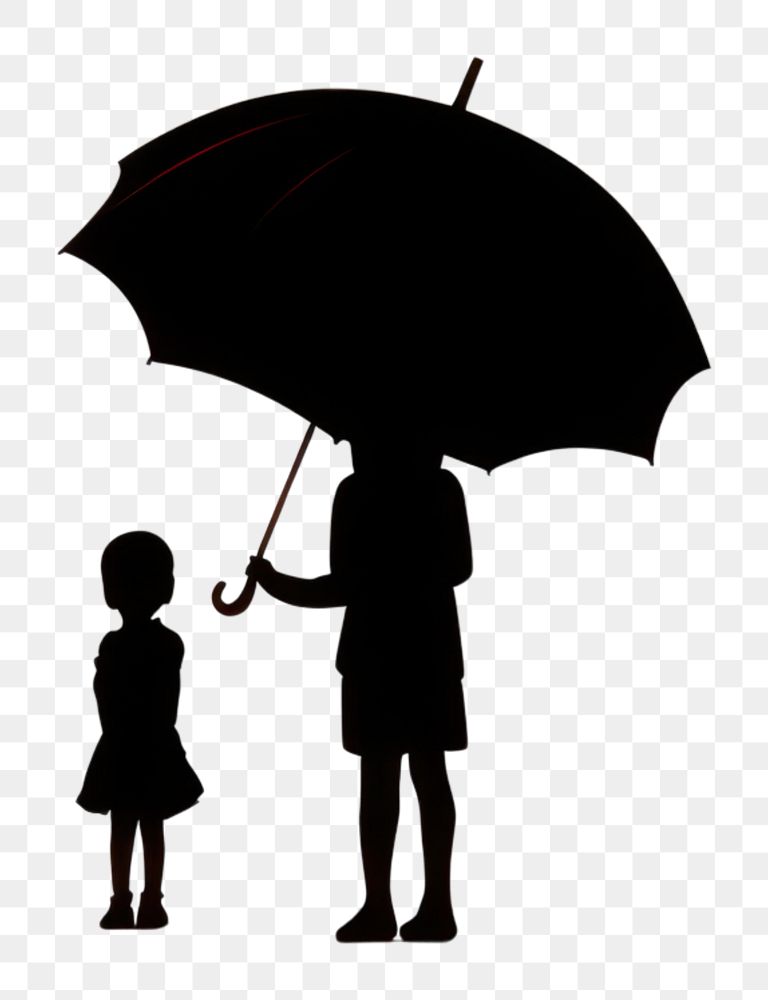 PNG Sillouette umbrella and kid silhouette togetherness architecture. AI generated Image by rawpixel.