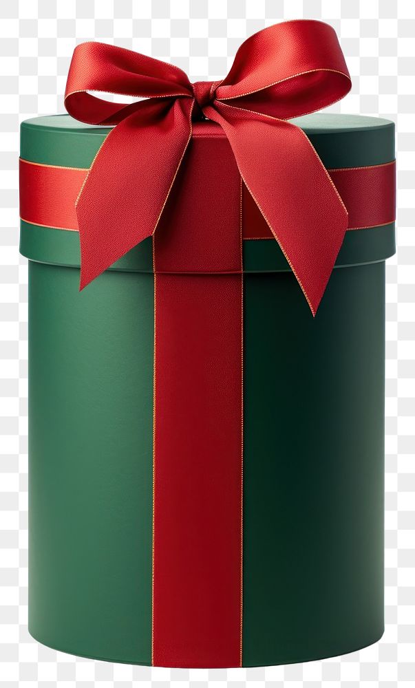 PNG  A simple tall circular gift box green red celebration. AI generated Image by rawpixel.