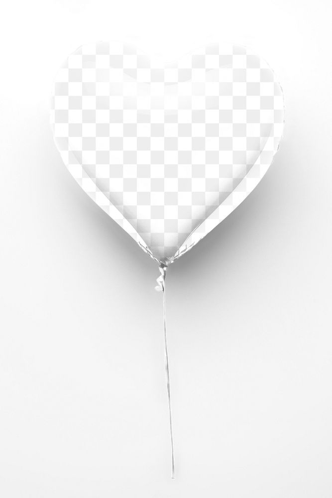 PNG heart-shaped balloon mockup, transparent design